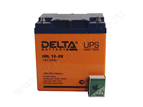 Коробок спичек и аккумулятор Delta HRL 12-26
